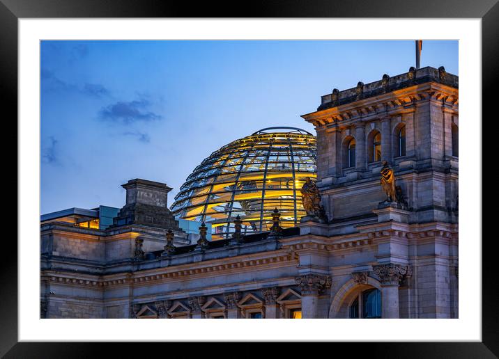 The Reichstag Dome At Dusk In Berlin Framed Mounted Print by Artur Bogacki