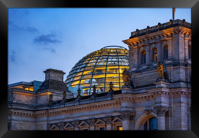 The Reichstag Dome At Dusk In Berlin Framed Print by Artur Bogacki