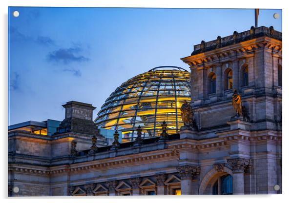 The Reichstag Dome At Dusk In Berlin Acrylic by Artur Bogacki