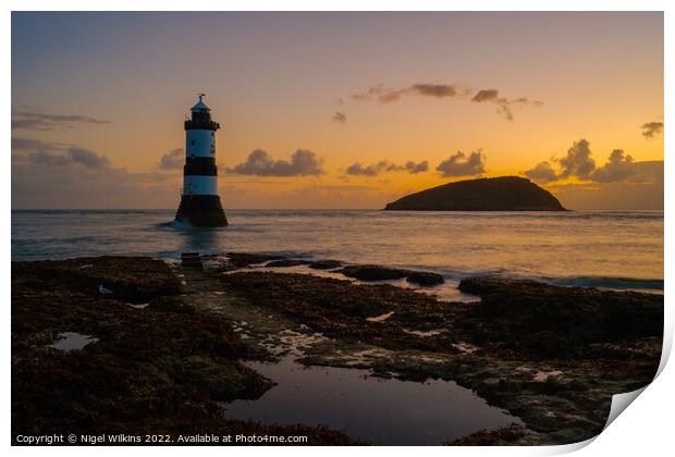 Penmon Lighthouse & Puffin Island, Anglesey Print by Nigel Wilkins