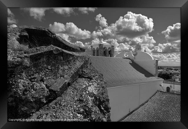 By the ruins of the keep tower of Serpa in monochrome Framed Print by Angelo DeVal