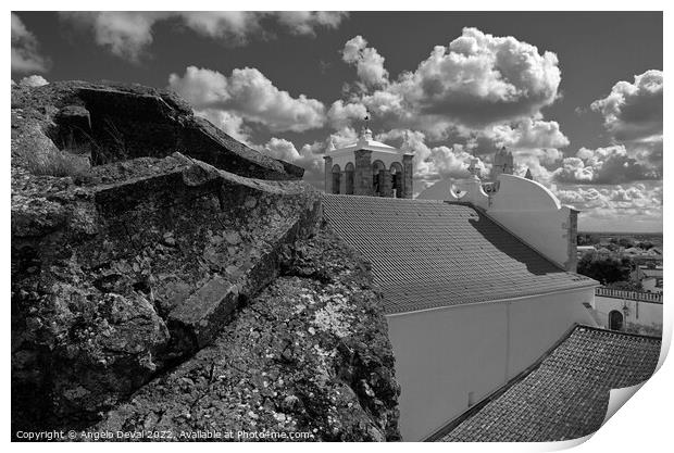 By the ruins of the keep tower of Serpa in monochrome Print by Angelo DeVal