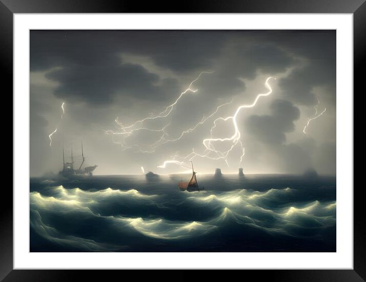 Stormy Seas Framed Mounted Print by Picture Wizard