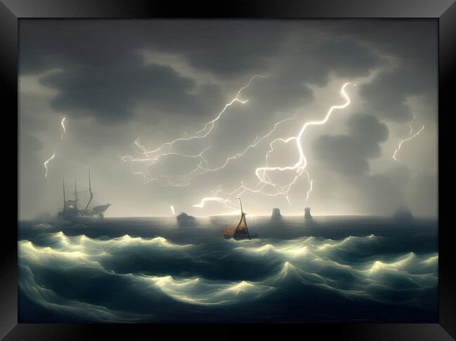 Stormy Seas Framed Print by Picture Wizard