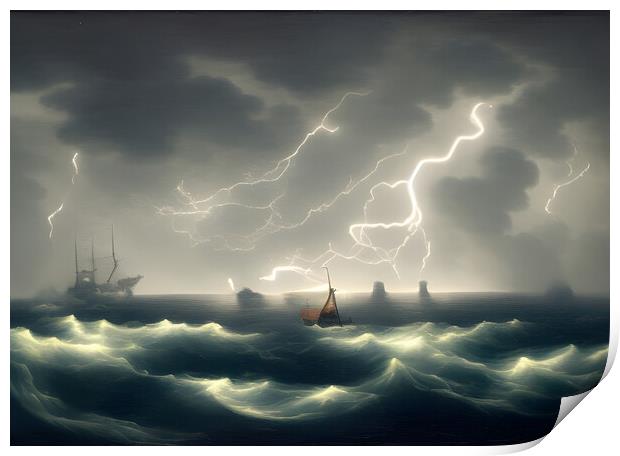 Stormy Seas Print by Picture Wizard