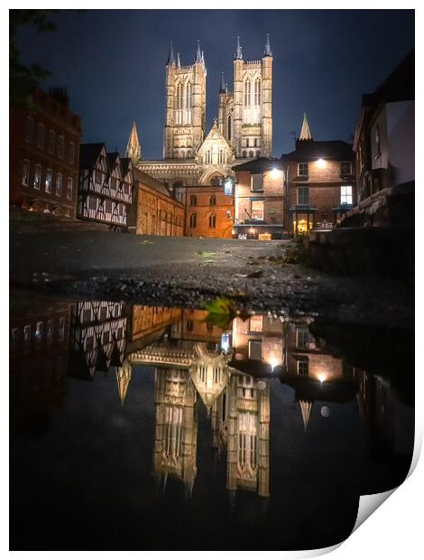 Lincoln Cathedral reflections Print by Andrew Scott