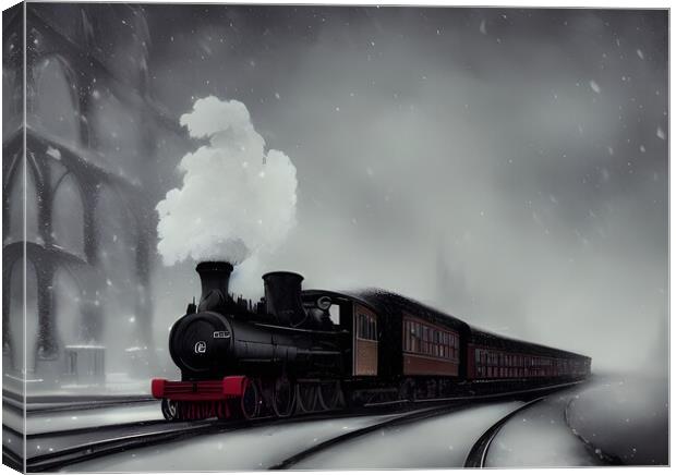Steam Train In The Snow Canvas Print by Picture Wizard