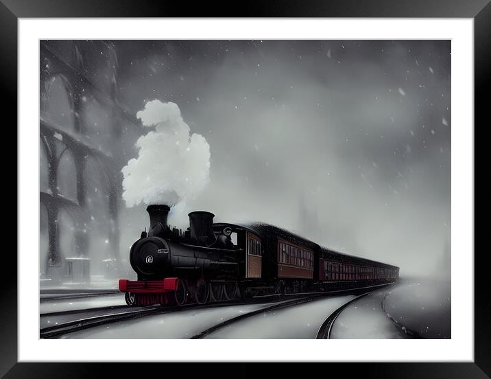 Steam Train In The Snow Framed Mounted Print by Picture Wizard