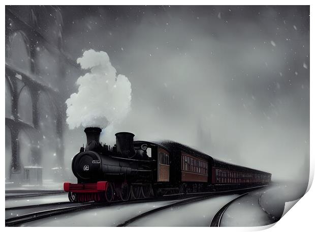 Steam Train In The Snow Print by Picture Wizard