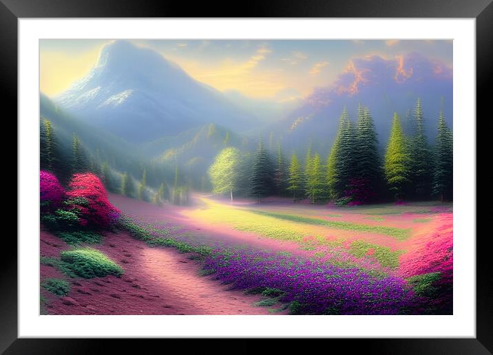 Flowers In The Mountains Framed Mounted Print by Picture Wizard