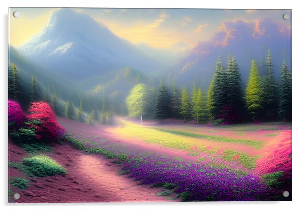 Flowers In The Mountains Acrylic by Picture Wizard