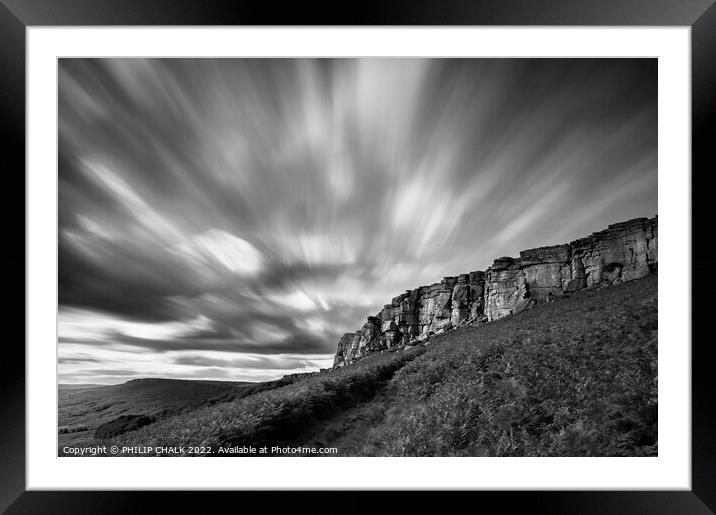 Blustery Stanage edge 782  Framed Mounted Print by PHILIP CHALK