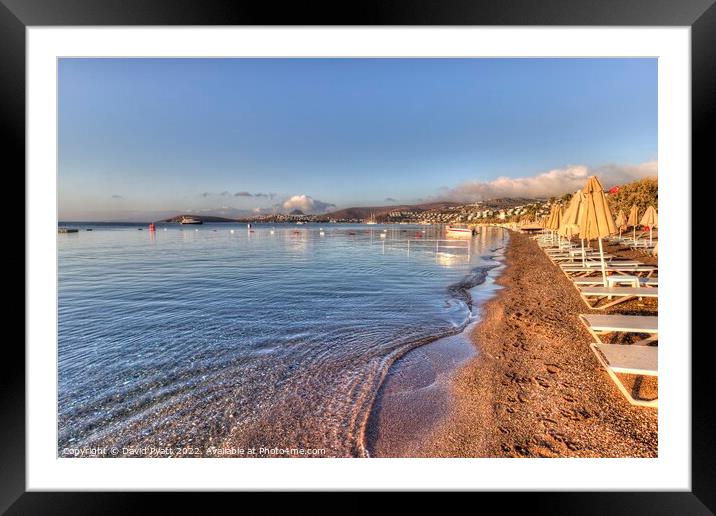 Mediterranean Beach Club Dawn  Framed Mounted Print by David Pyatt