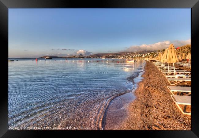 Mediterranean Beach Club Dawn  Framed Print by David Pyatt