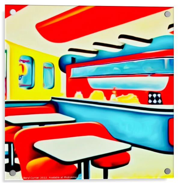 Nostalgic American Diner Scene Acrylic by Beryl Curran