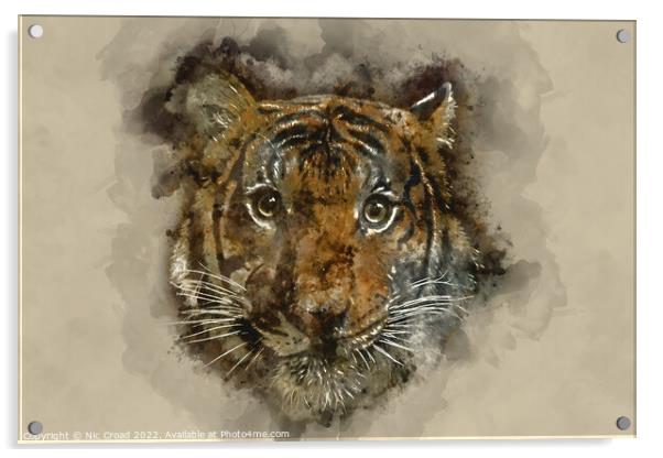 Tiger Watercolour Acrylic by Nic Croad