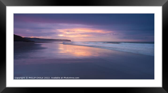 Whitby beach sunset 784 Framed Mounted Print by PHILIP CHALK
