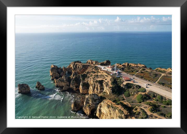 Lighthouse in Lagos Portugal at algarve coast Framed Mounted Print by Samuel Foster
