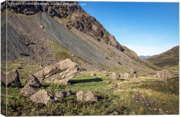 Fallen rocks at Honister pass in Cumbria Canvas Print by Kevin White