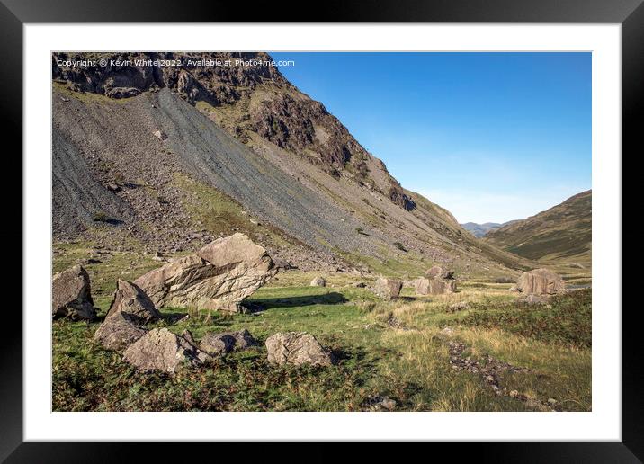 Fallen rocks at Honister pass in Cumbria Framed Mounted Print by Kevin White