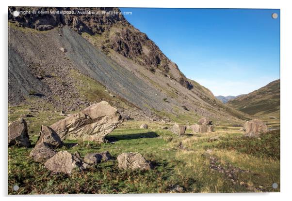 Fallen rocks at Honister pass in Cumbria Acrylic by Kevin White