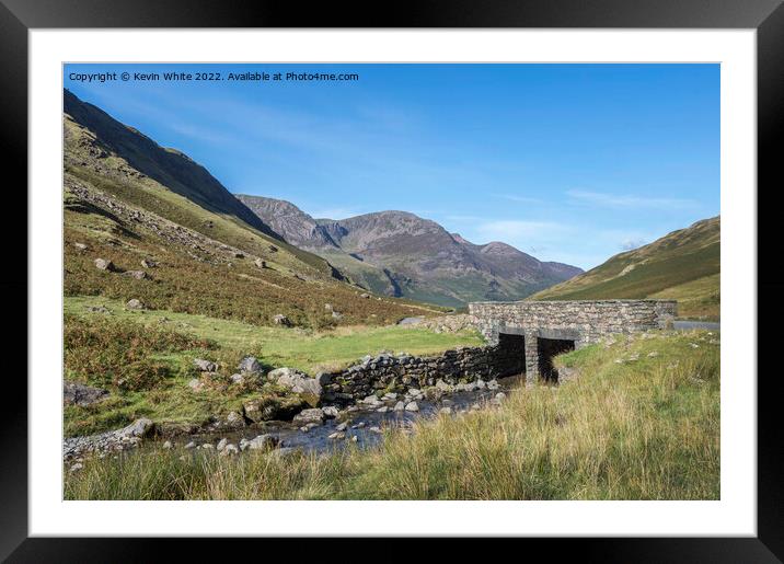 Stream under road bridge at Honister Pass Framed Mounted Print by Kevin White