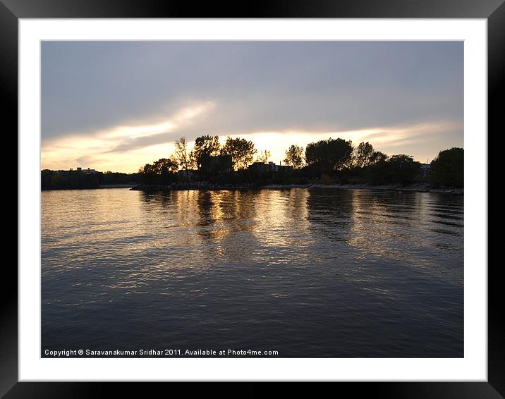 Sunset and wavy water Framed Mounted Print by Saravanakumar Sridhar