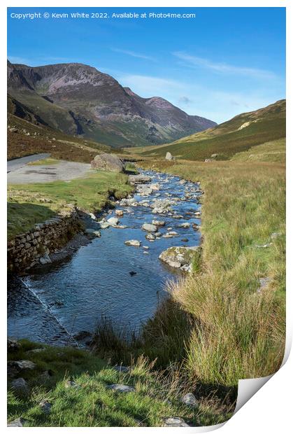 Honister Pass gentle stream Print by Kevin White