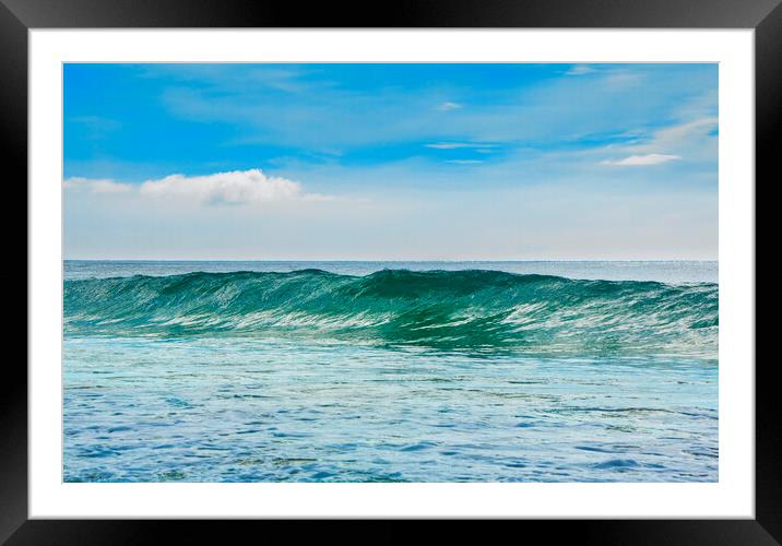 Porthcurno Wave, Cornwall. Framed Mounted Print by Maggie McCall