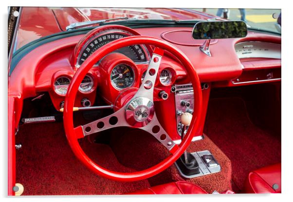 1958 Chevrolet Corvette Interior and Dashboard Acrylic by Antonio Ribeiro