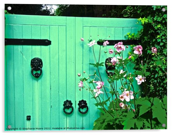 Green Garden Gates Acrylic by Stephanie Moore