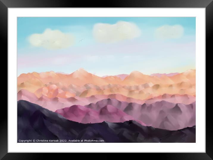 Abstract Colourful Mountains - Painting Framed Mounted Print by Christine Kerioak