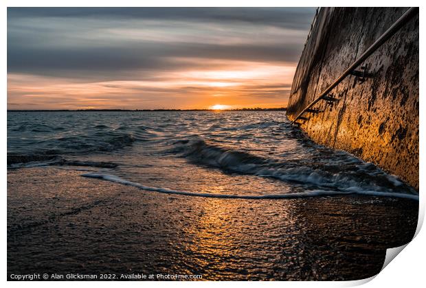 rolling water by the seawall Print by Alan Glicksman
