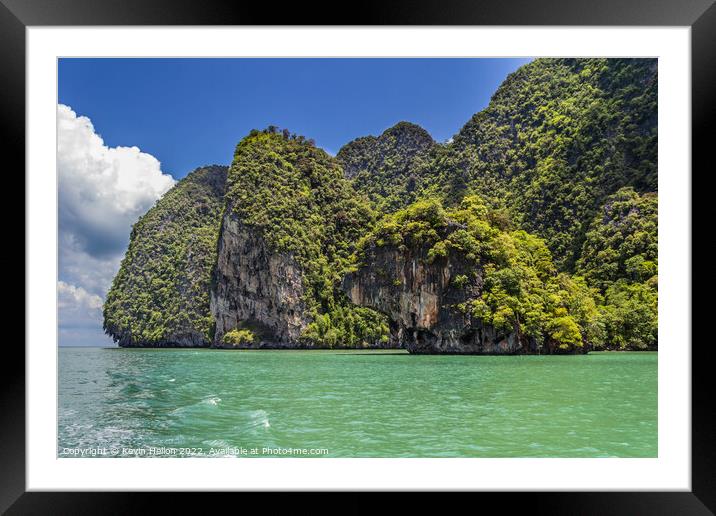 Limestone carsts in Phang Nga Bay, Phuket, Thailand Framed Mounted Print by Kevin Hellon