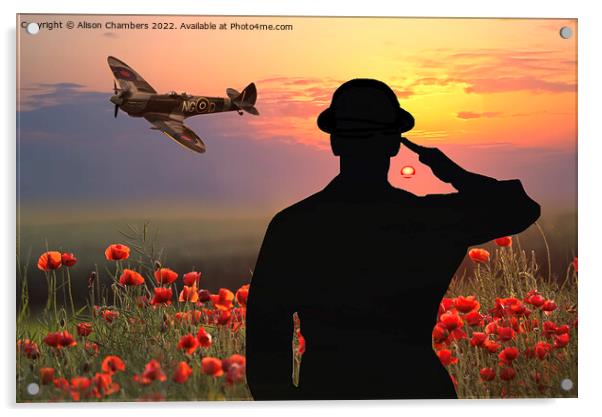 Lest We Forget - We Salute You Acrylic by Alison Chambers