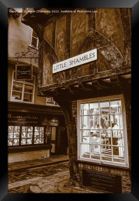 York Little Shambles Framed Print by Alison Chambers