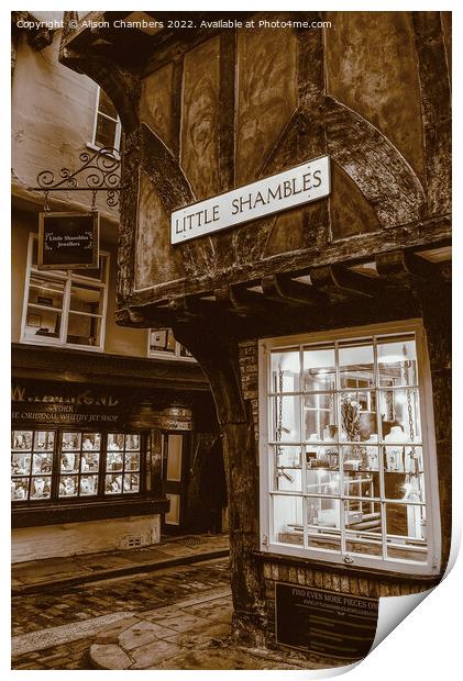 York Little Shambles Print by Alison Chambers