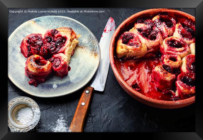 Tasty cottage cheese pie with berries. Framed Print by Mykola Lunov Mykola