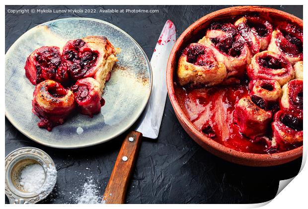 Tasty cottage cheese pie with berries. Print by Mykola Lunov Mykola