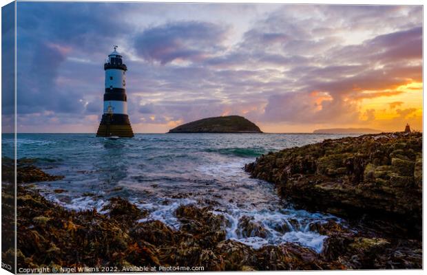 Penmon Lighthouse Sunrise, Anglesey Canvas Print by Nigel Wilkins