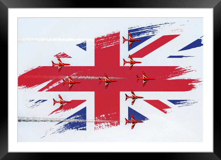 Spitfire, Formation from the Red Arrows Framed Mounted Print by kathy white