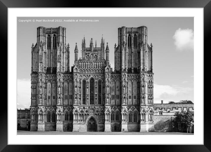 Wells Cathedral Somerset Black and White Framed Mounted Print by Pearl Bucknall