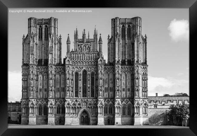 Wells Cathedral Somerset Black and White Framed Print by Pearl Bucknall