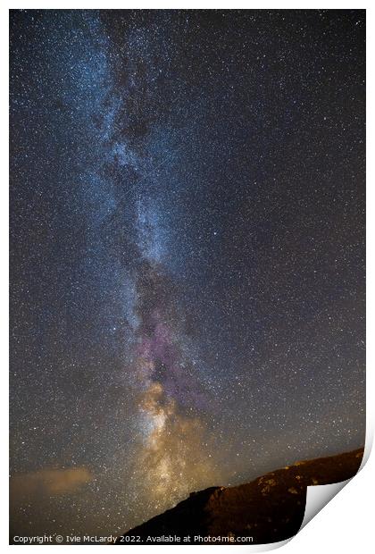 Milky Way, looking down on the Isle of Harris Print by Ivie McLardy
