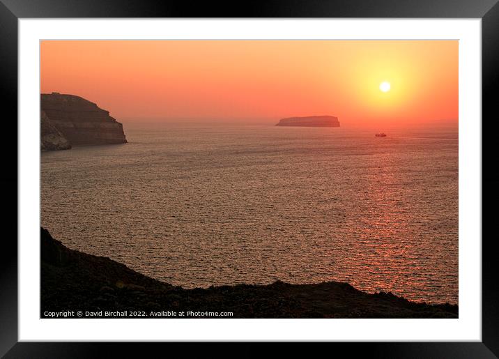 Santorini sunset. Framed Mounted Print by David Birchall