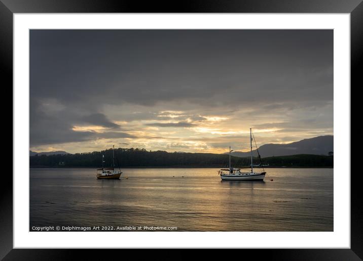 Sunset at Loch Linnhe, Scottish Highlands, UK Framed Mounted Print by Delphimages Art