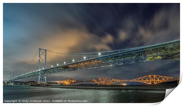 Scotland Forth Road & Rail Bridges  Print by Andy Anderson