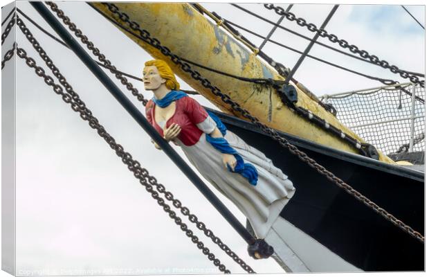 Ship Glenlee's figurehead "Mary Doll" in Glasgow Canvas Print by Delphimages Art