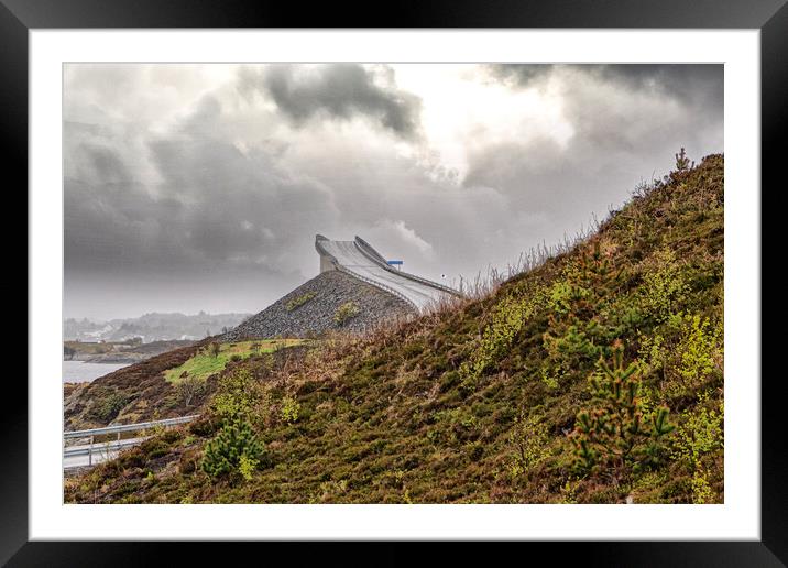The Storseisundet Bridge norway reach for the sky Framed Mounted Print by kathy white