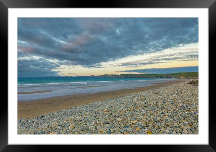 Moody Skies over Newgale Beach in Pembrokeshire Framed Mounted Print by Tracey Turner